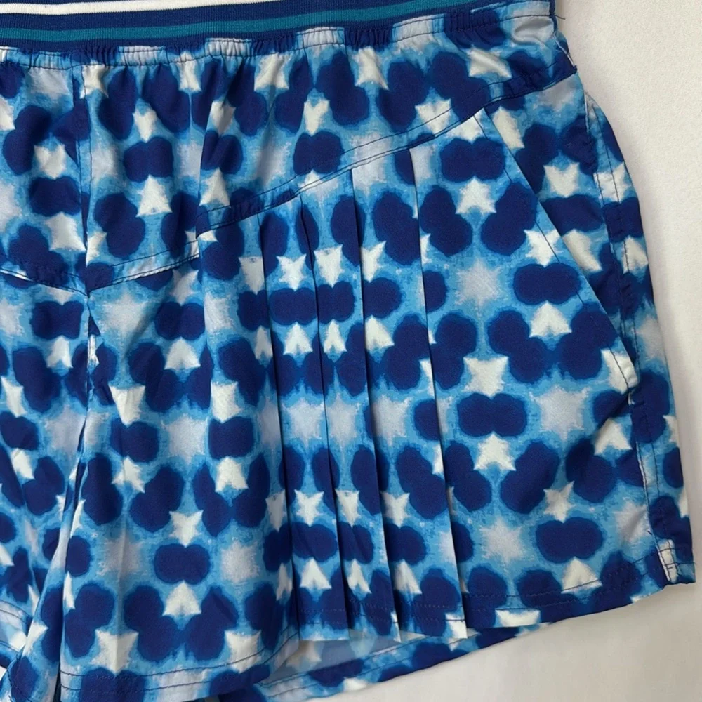 Free People Movement Pleated Shorts Size XL‎ Blue White Women’s High Rise